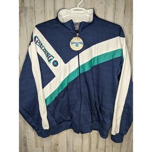 NWT VTG Spalding Fleece Jacket‎ Color Block Stand Up Neck Full Zip Size XL 90s